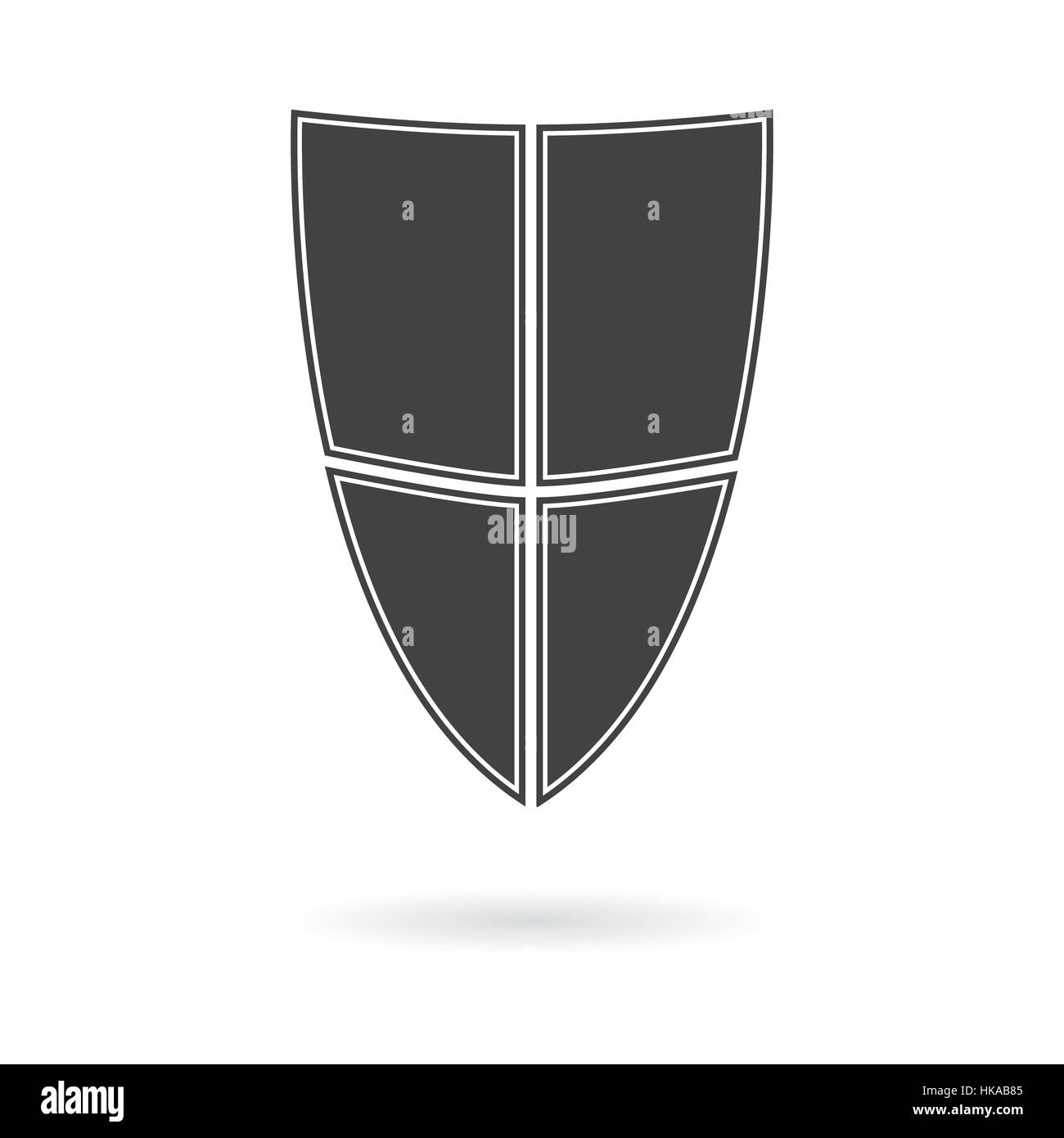 Schild-Logo auf weißem Hintergrund. Foto-Illustration. Stockfoto