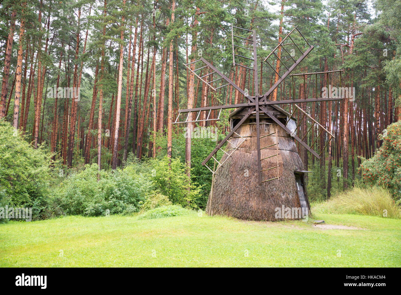 Windmühle von Anfang des 20. Jahrhunderts, Latvian Ethnographic Open Air Museum, Riga, Lettland Stockfoto Windmühle von Anfang des 20. Jahrhunderts, Latvian Ethnographic Open Air Museum, Riga, Lettland Stockfoto