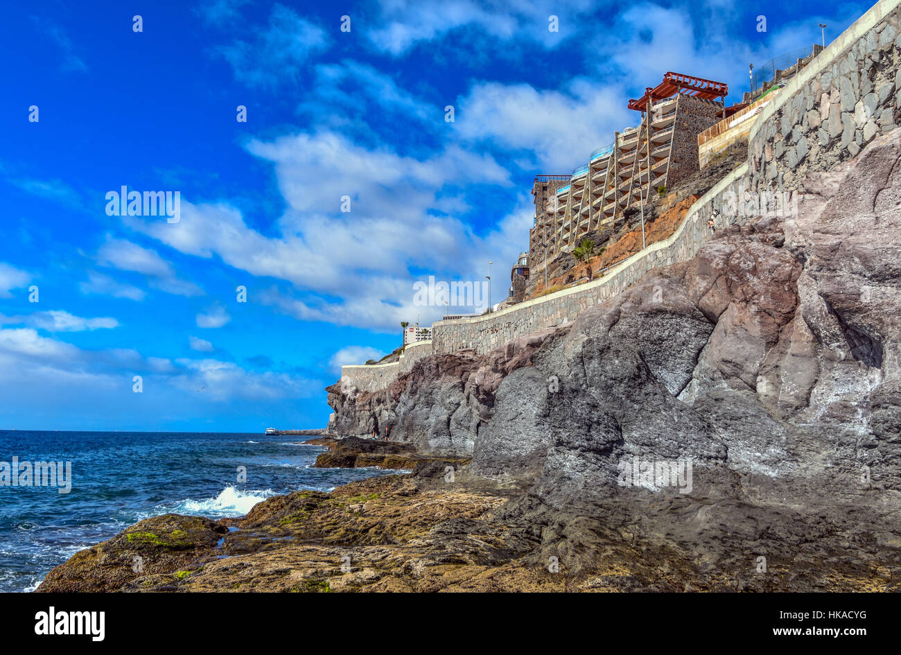 Hotel Gloria Palace Amadores in Felswand, Peurto Rico, Gran Canaria Stockfoto