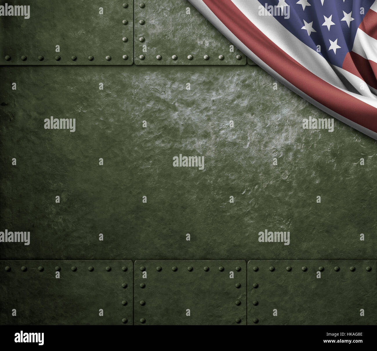 militärische grüne Metall Hintergrund mit USA-Flagge Stockfoto