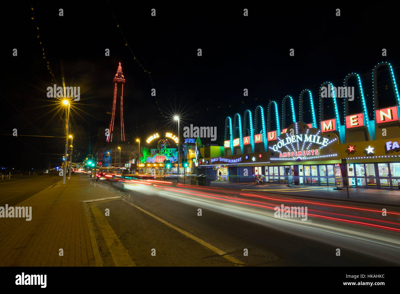 Blackpool; Illuminationen und Turm; Lancashire; UK Stockfoto