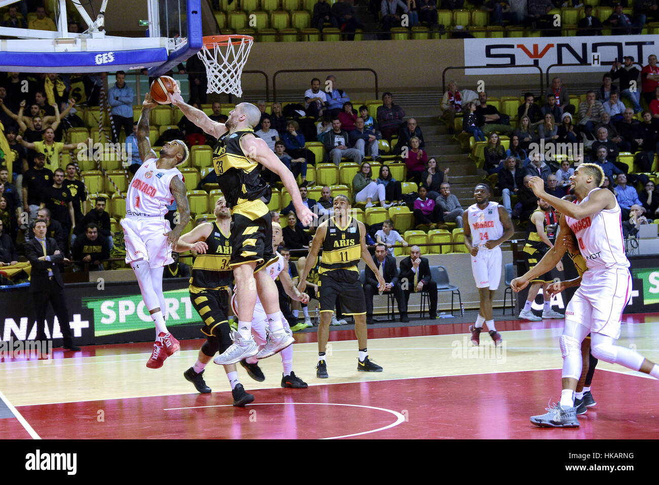 Monaco. 26. Januar 2017. Basketball-Europa-Champions-league-...als Monaco - Aris Salonique (80-66) Credit: Philippe Lombard/Pacific Press/Alamy Live News Stockfoto