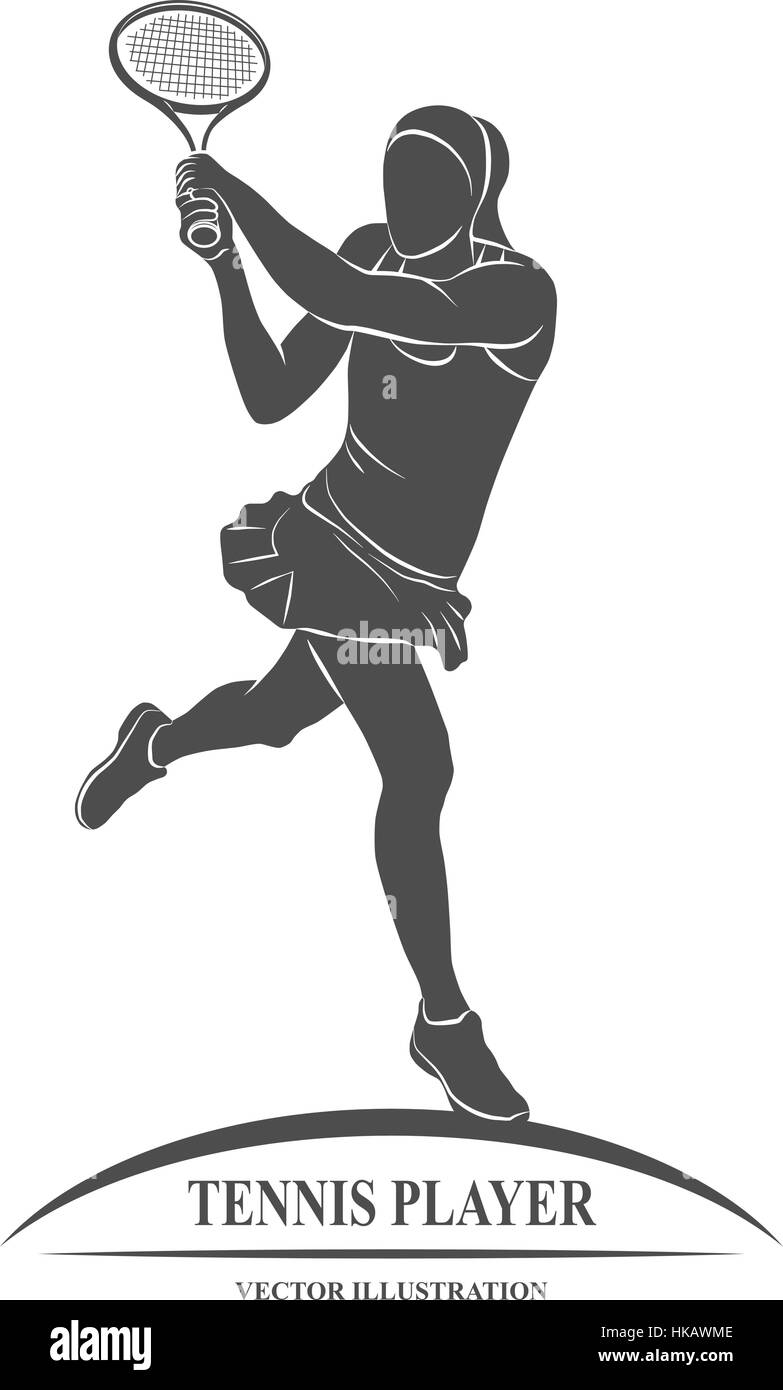 Symbol-Tennis-Spieler mit einem Schläger. Vektor-Illustration. Stock Vektor