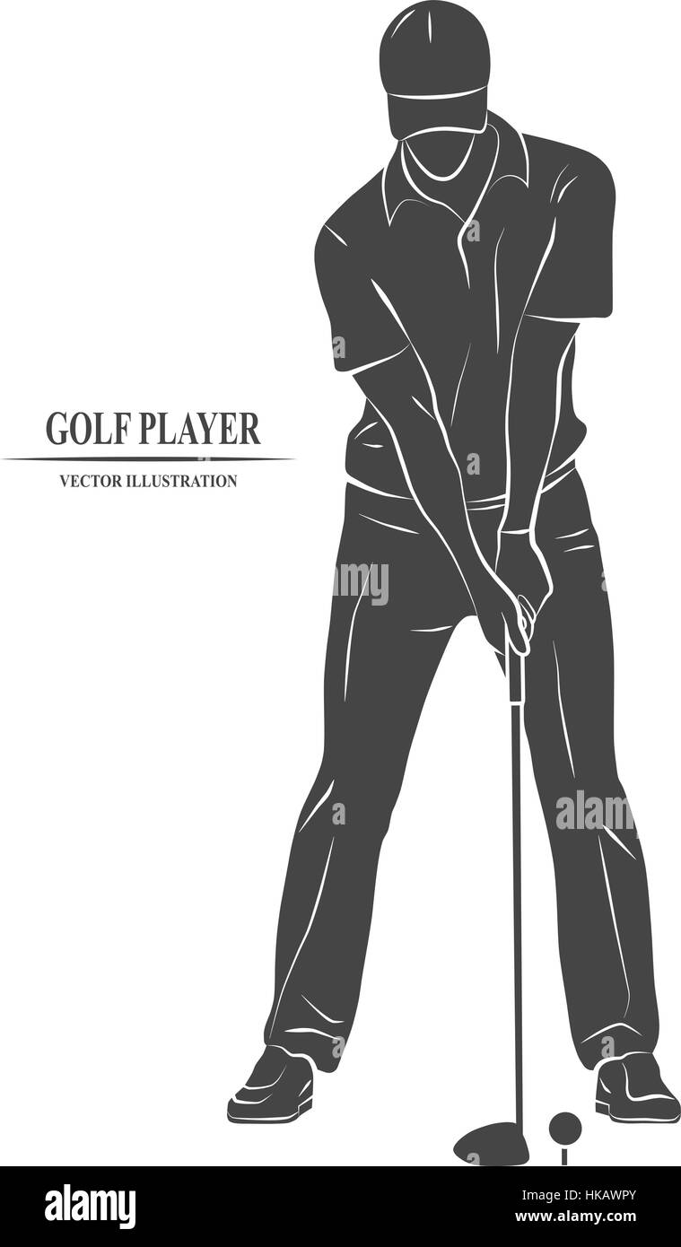 Symbol-Golfspieler auf einem weißen Hintergrund. Vektor-Illustration. Stock Vektor