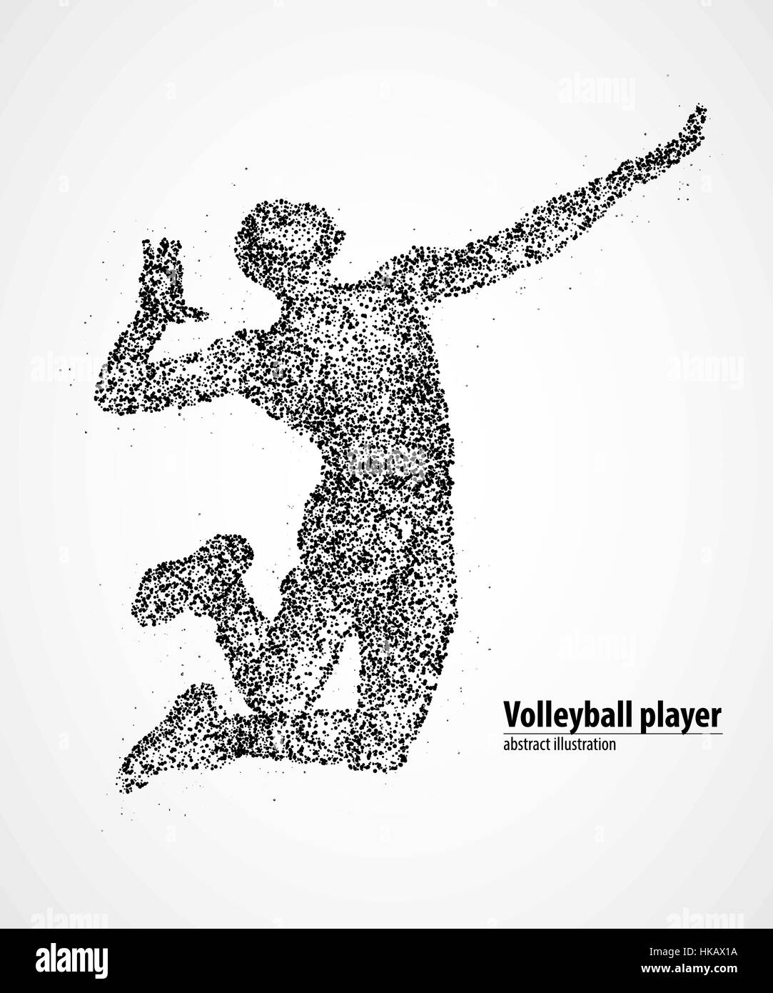 Abstrakte Volleyball Sprung auf dem Spielfeld die schwarzen Kreise. Vektor-Illustration. Stock Vektor