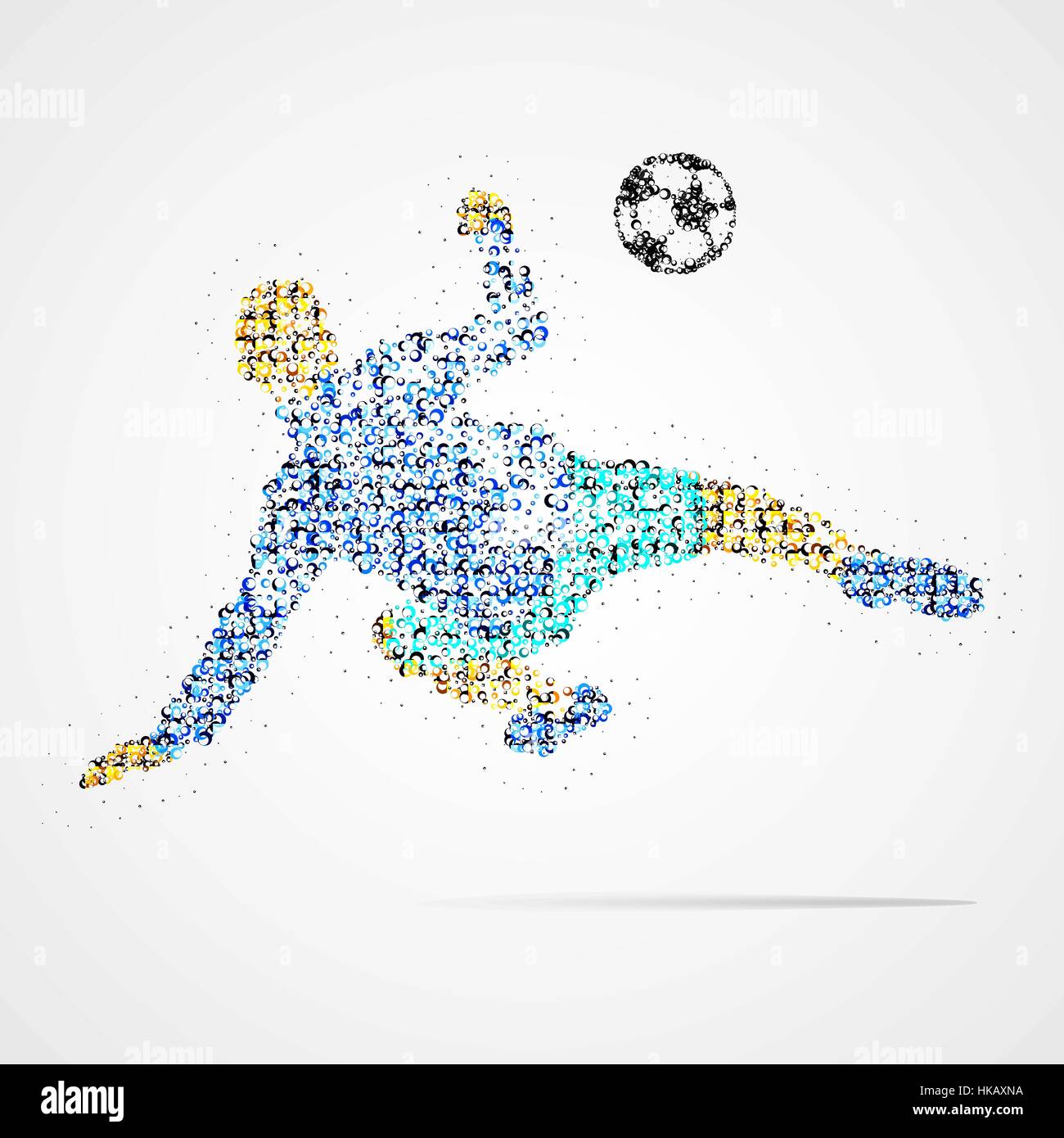 Fußballspieler mit Ball Kreisen. Vektor-Illustration. Stock Vektor