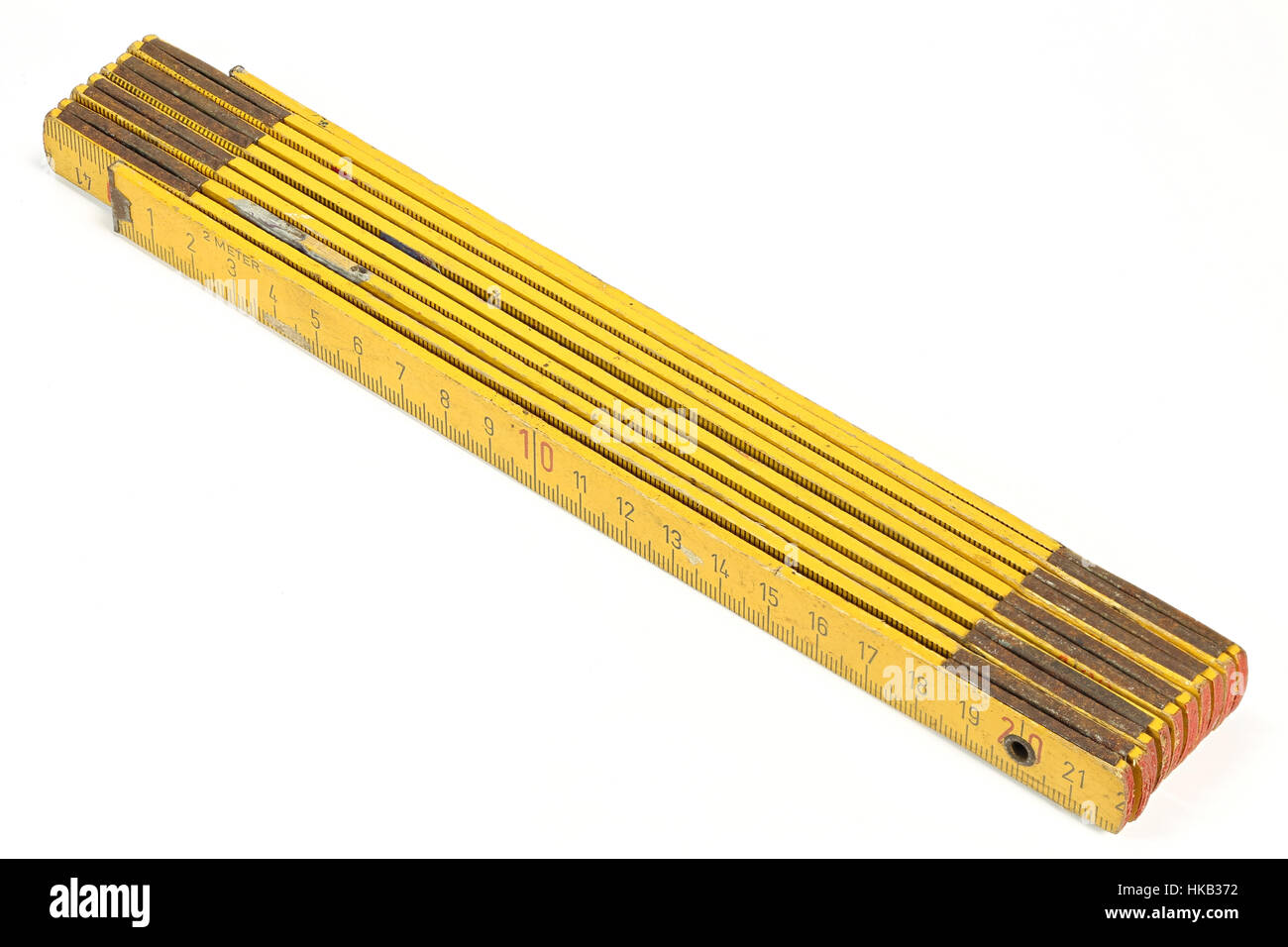 verwendeten Maßstab isoliert auf weißem Hintergrund Stockfoto