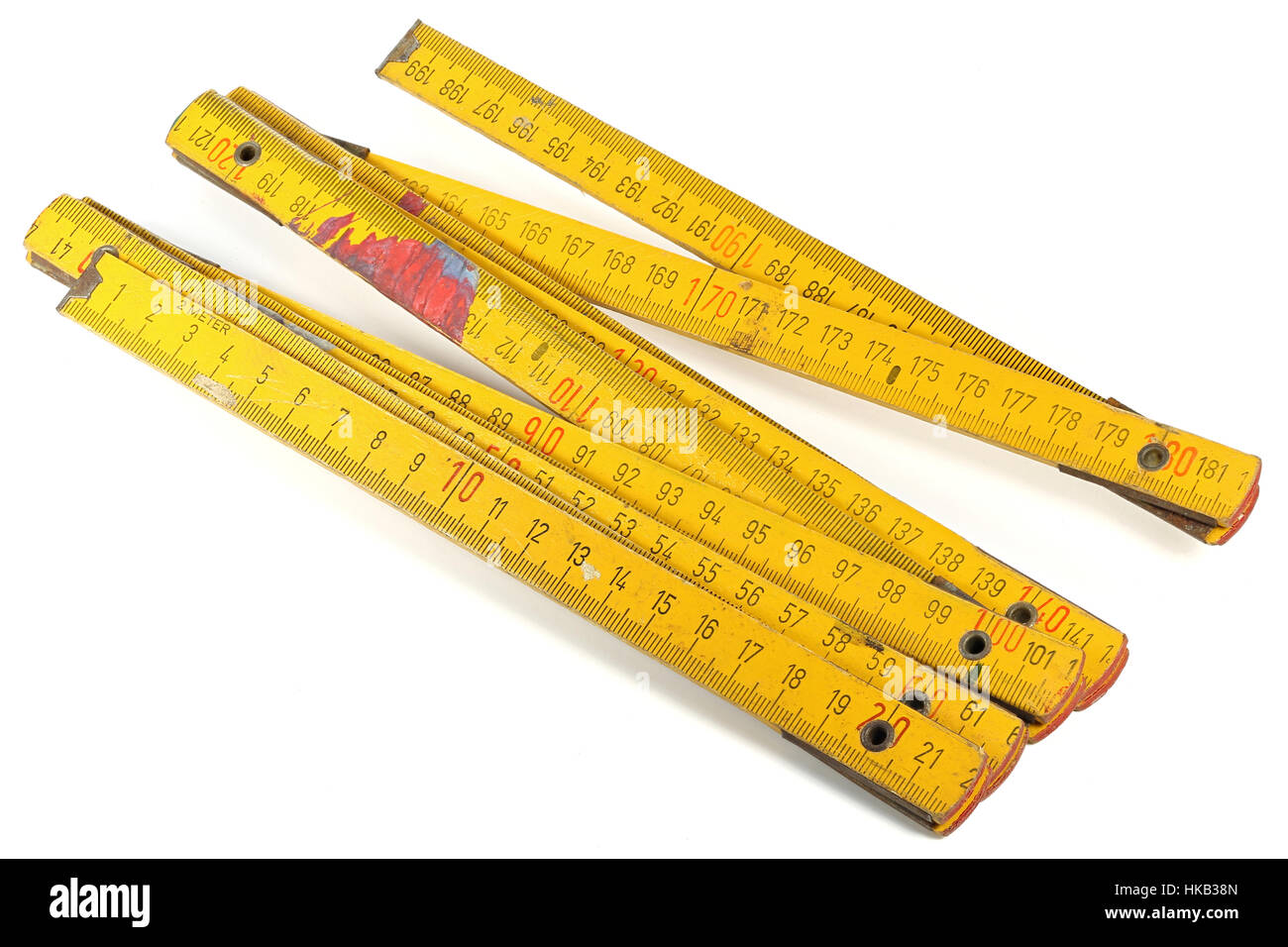 verwendeten Maßstab isoliert auf weißem Hintergrund Stockfoto