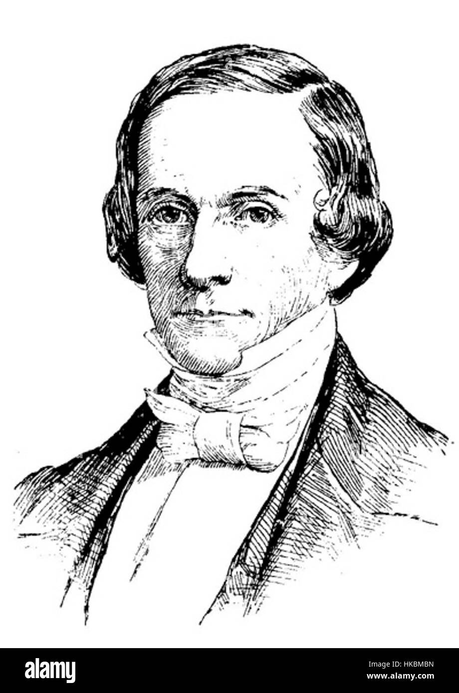 Ein Porträt von Henry Wheaton, einem amerikanischen Diplomaten und Rechtswissenschaftler. Bekannt für seine Beiträge zum Völkerrecht, spiegelt das Gemälde Wheatons würdevollen Ausdruck und historische Bedeutung während seiner Amtszeit im 19. Jahrhundert wider. Stockfoto