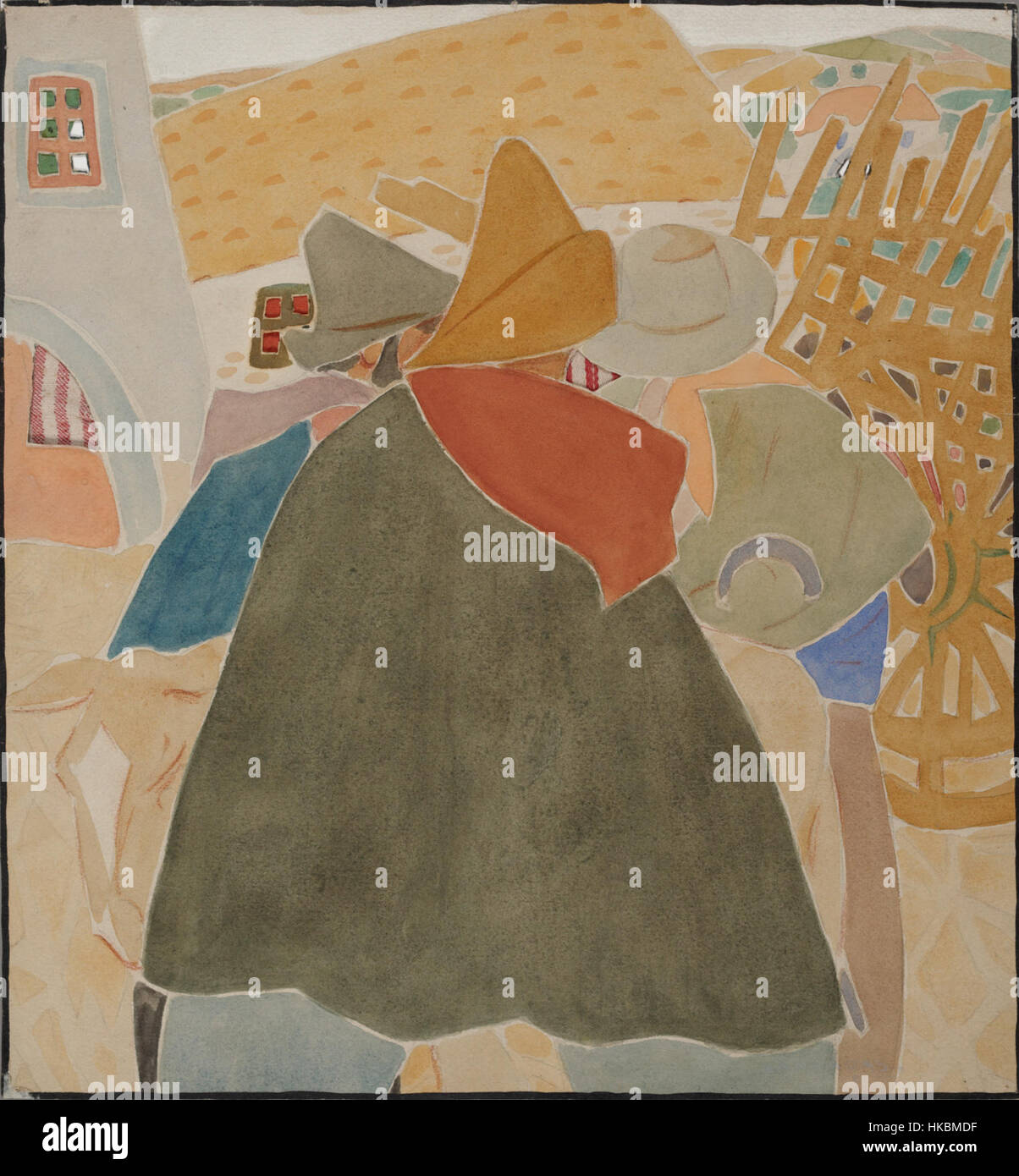 „Carreteros“ von Rafael Barradas ist ein Gemälde, das wahrscheinlich das traditionelle ländliche Leben Spaniens darstellt und sich möglicherweise auf das Leben der Wagenfahrer („Carreteros“) konzentriert. Das Kunstwerk repräsentiert Barradas’ Stil moderner Kunst, der von seinen lateinamerikanischen Erfahrungen beeinflusst wurde. Stockfoto