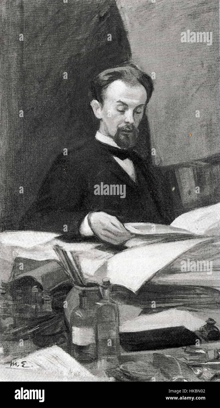 Ein Porträt von Otto Manninen gemalt von Enckell. Dieses Stück veranschaulicht Enckells Geschick in der Aufnahme von Charakter und Emotion, ein Markenzeichen seines Porträtstils aus dem 19. Jahrhundert. Stockfoto