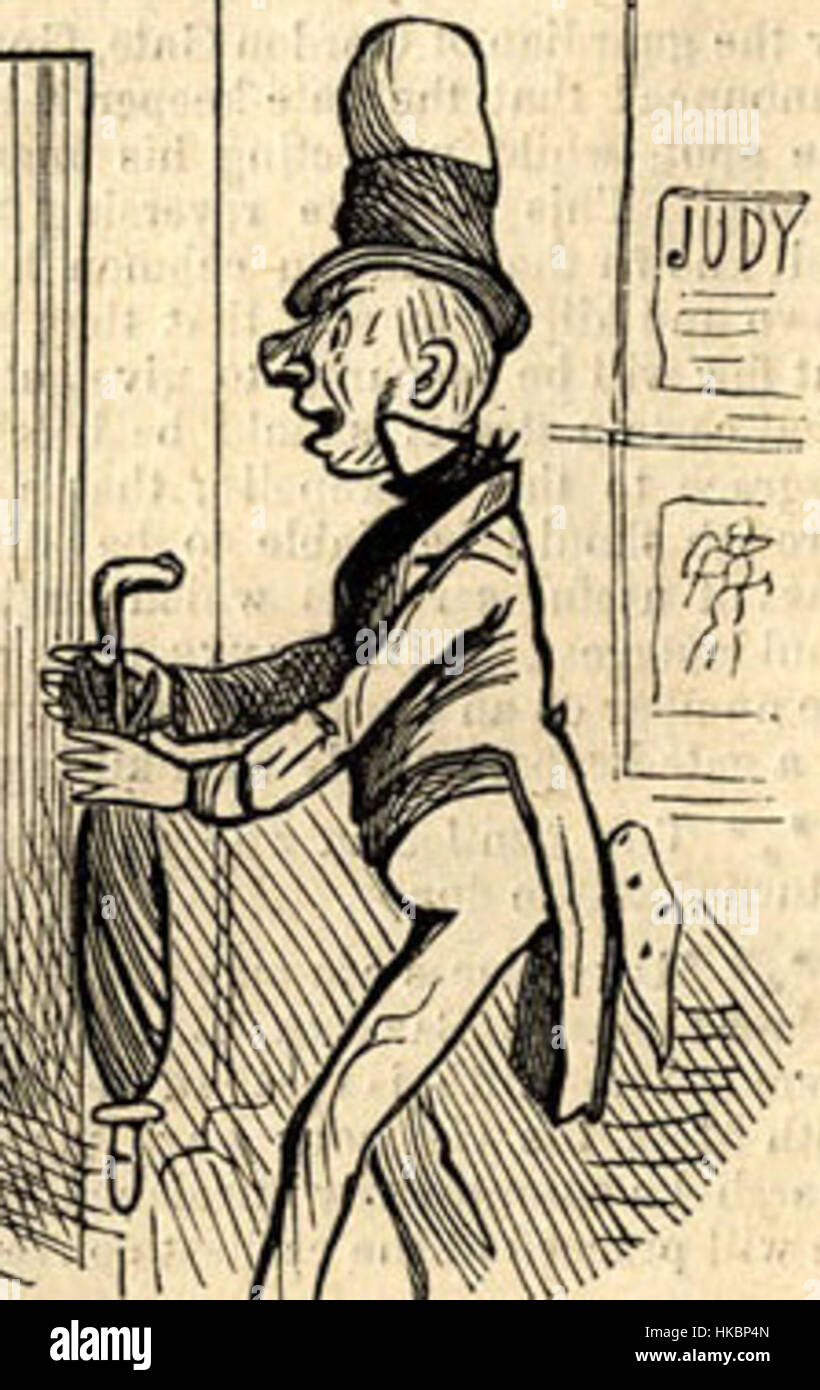 Ally Sloper von Marie Duval 1874 ist ein historischer Comic und eines der frühesten Beispiele britischer Zeichentrickkunst. Es zeigt Ally Sloper, eine Figur, die für seine humorvollen und satirischen Abenteuer in der viktorianischen Gesellschaft bekannt ist. Stockfoto