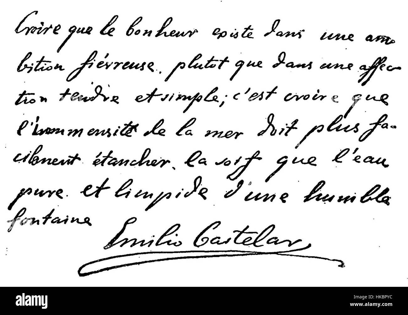 Der signierte Brief von Emilio Castelar, einem prominenten spanischen Politiker, bietet einen Einblick in das politische Klima im Spanien des 19. Jahrhunderts. Castelar, eine Schlüsselfigur während der liberalen spanischen Ära, ist bekannt für seine Beiträge zum spanischen Republikanismus und seine Rolle bei der Gestaltung des modernen Spanien. Stockfoto