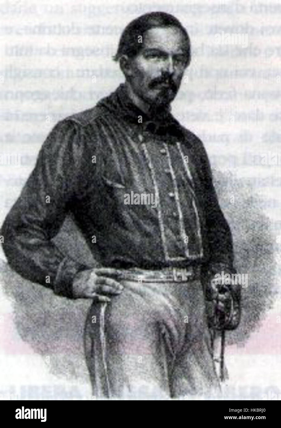 Das Gemälde mit dem Titel *Bixio* ist ein Porträt einer bedeutenden historischen Figur aus Italien. Bixio, eine prominente Figur der italienischen Vereinigung, ist in diesem Kunstwerk dargestellt, das seine Rolle im Risorgimento widerspiegelt, der Bewegung, die zur Vereinigung Italiens im 19. Jahrhundert führte. Stockfoto