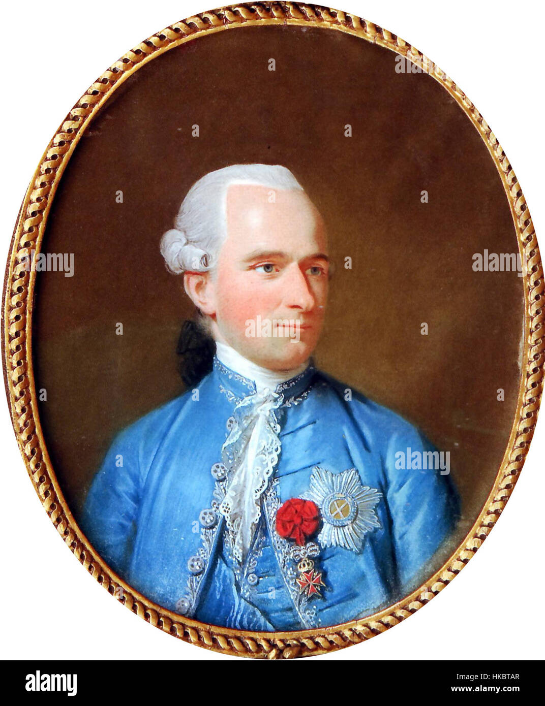 Dieses von JH Schmidt gemalte Porträt von Camillo Marcolini repräsentiert einen klassischen Porträtstil aus dem 18. Jahrhundert. Das Stück fängt das würdevolle Erscheinungsbild und den Status von Marcolini ein und spiegelt die raffinierten künstlerischen Techniken dieser Zeit wider. Stockfoto Dieses von JH Schmidt gemalte Porträt von Camillo Marcolini repräsentiert einen klassischen Porträtstil aus dem 18. Jahrhundert. Das Stück fängt das würdevolle Erscheinungsbild und den Status von Marcolini ein und spiegelt die raffinierten künstlerischen Techniken dieser Zeit wider. Stockfoto