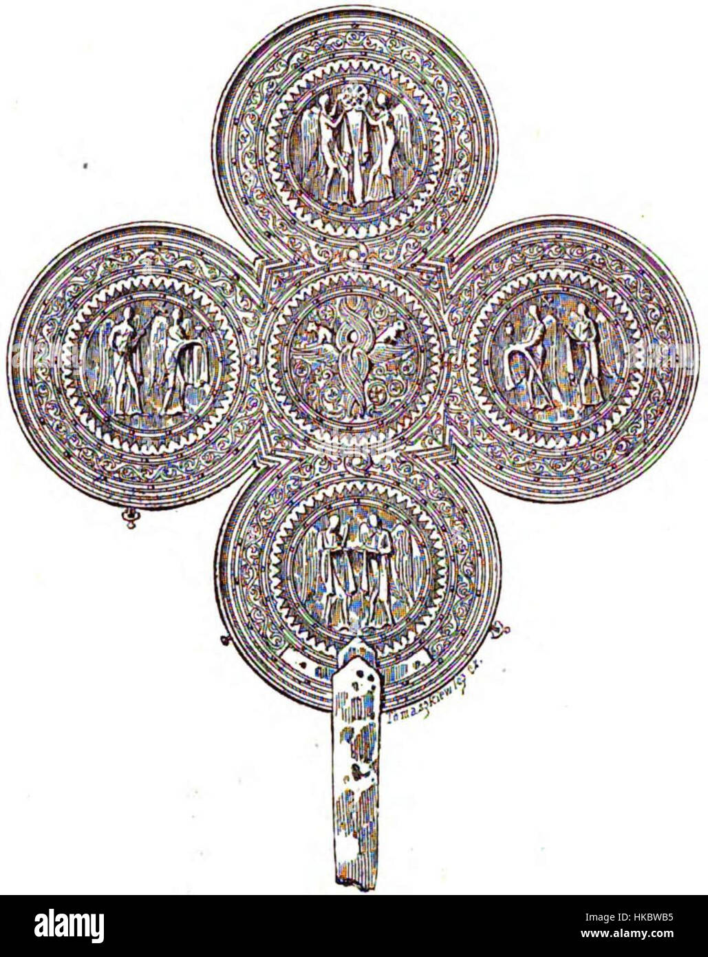 Das Gemälde zeigt ein Kreuz aus Svaneti, Georgia, das 1875 von Bernoville geschaffen wurde. Die Arbeit zeigt das kulturelle und religiöse Erbe Georgiens und spiegelt die Traditionen der Region wider. Stockfoto