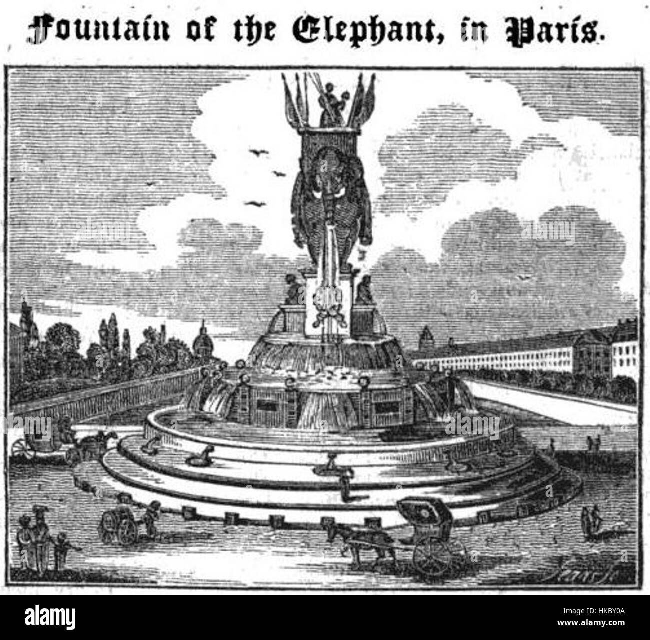 Brunnen des Elefanten, in Paris Stockfoto
