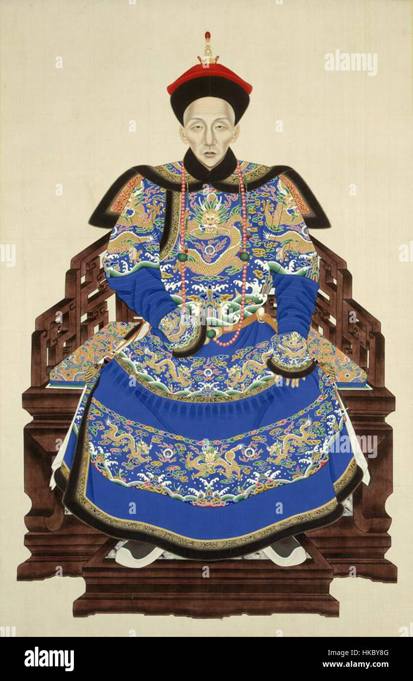Fujing, Prinz Yi, war eine bedeutende Figur in der chinesischen Geschichte. Dieses Porträt unterstreicht seinen königlichen Status und seine kaiserliche Kleidung und zeigt die Eleganz des Adels der Qing-Dynastie. Stockfoto Fujing, Prinz Yi, war eine bedeutende Figur in der chinesischen Geschichte. Dieses Porträt unterstreicht seinen königlichen Status und seine kaiserliche Kleidung und zeigt die Eleganz des Adels der Qing-Dynastie. Stockfoto