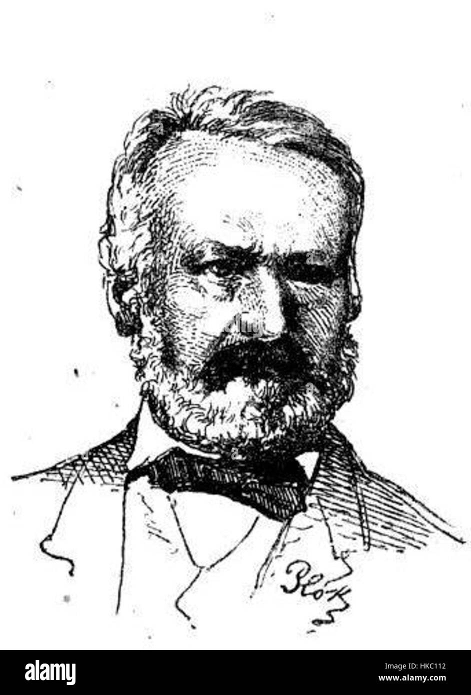 Das Porträt von Victor Hugo von Plock zeigt den französischen Schriftsteller in kontemplativer Pose und hebt die intellektuelle Tiefe und literarische Bedeutung des Autors im 19. Jahrhundert hervor. Stockfoto Das Porträt von Victor Hugo von Plock zeigt den französischen Schriftsteller in kontemplativer Pose und hebt die intellektuelle Tiefe und literarische Bedeutung des Autors im 19. Jahrhundert hervor. Stockfoto
