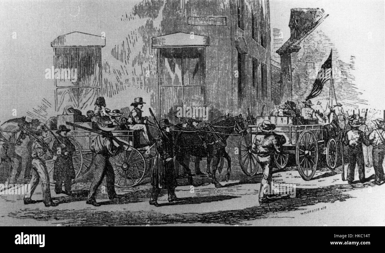 Ein historisches Gemälde, das Einwanderer zeigt, die in Boston ankommen und die Migrationswelle im 19. Jahrhundert widerspiegelt. Die Szene zeigt die Reise von Einwanderern und den geschäftigen Hafen von Boston während einer entscheidenden Zeit in der Geschichte der USA. Stockfoto