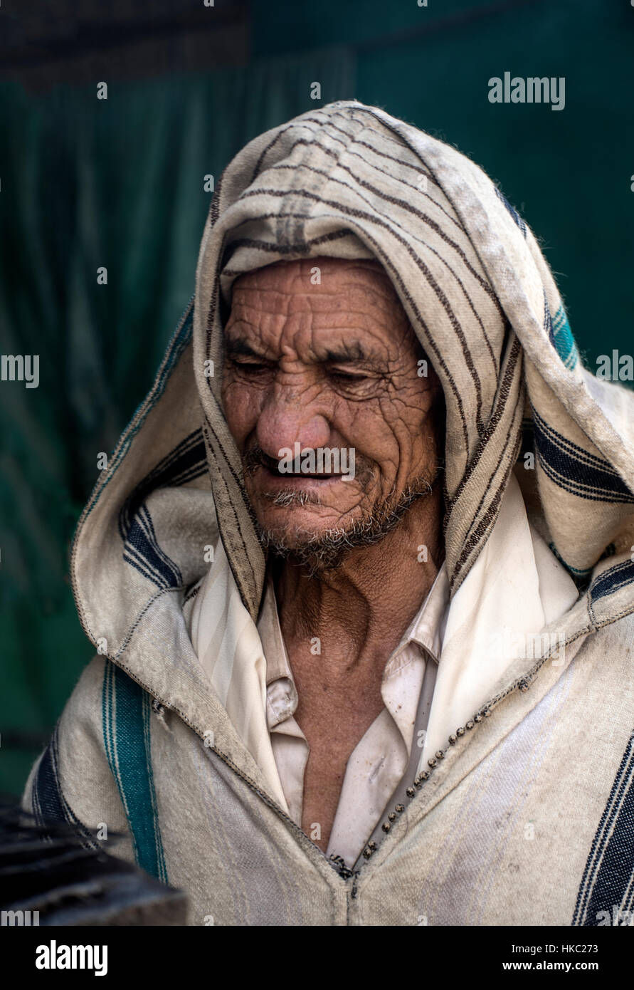Porträt eines Mannes Maroc Chefchaouen die blaue Stadt des nördlichen Marokko Stockfoto