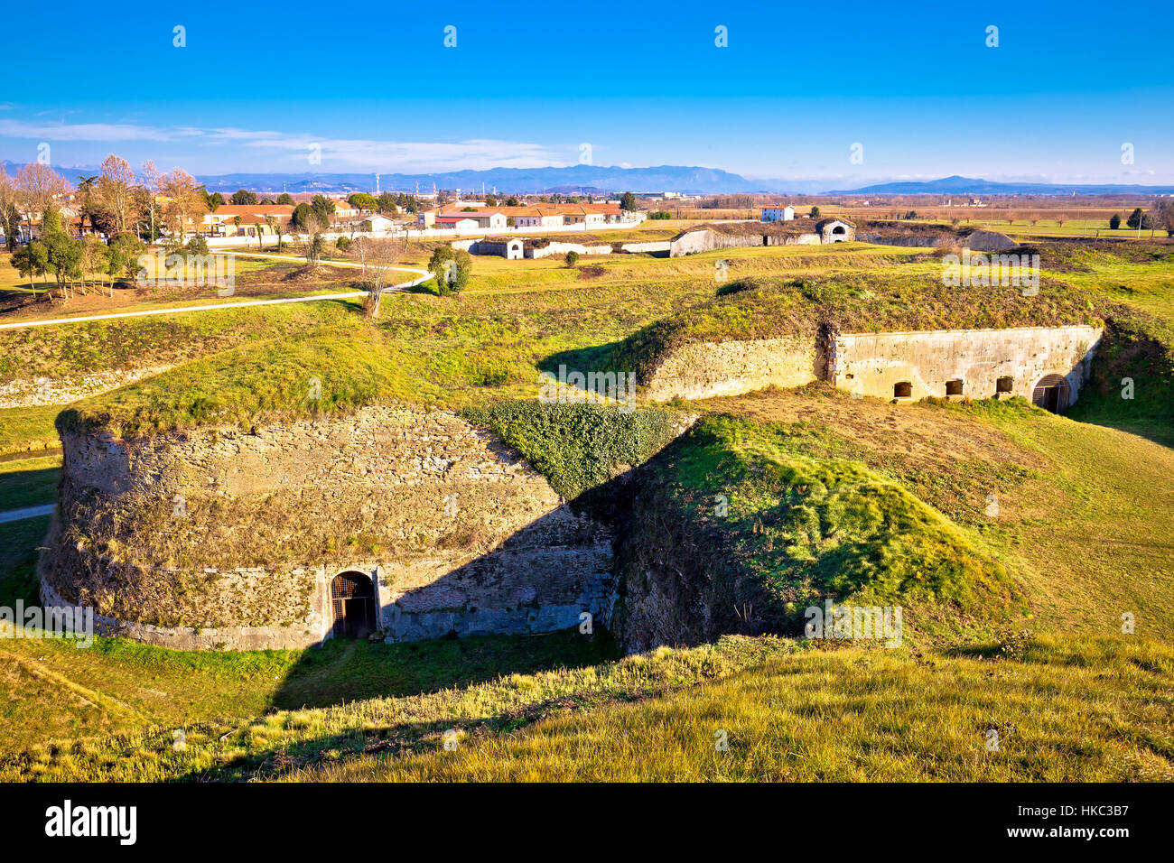 Stadt von Palmanova Wehrmauern und Gräben, Region Friaul-Julisch Venetien, Italien Stockfoto