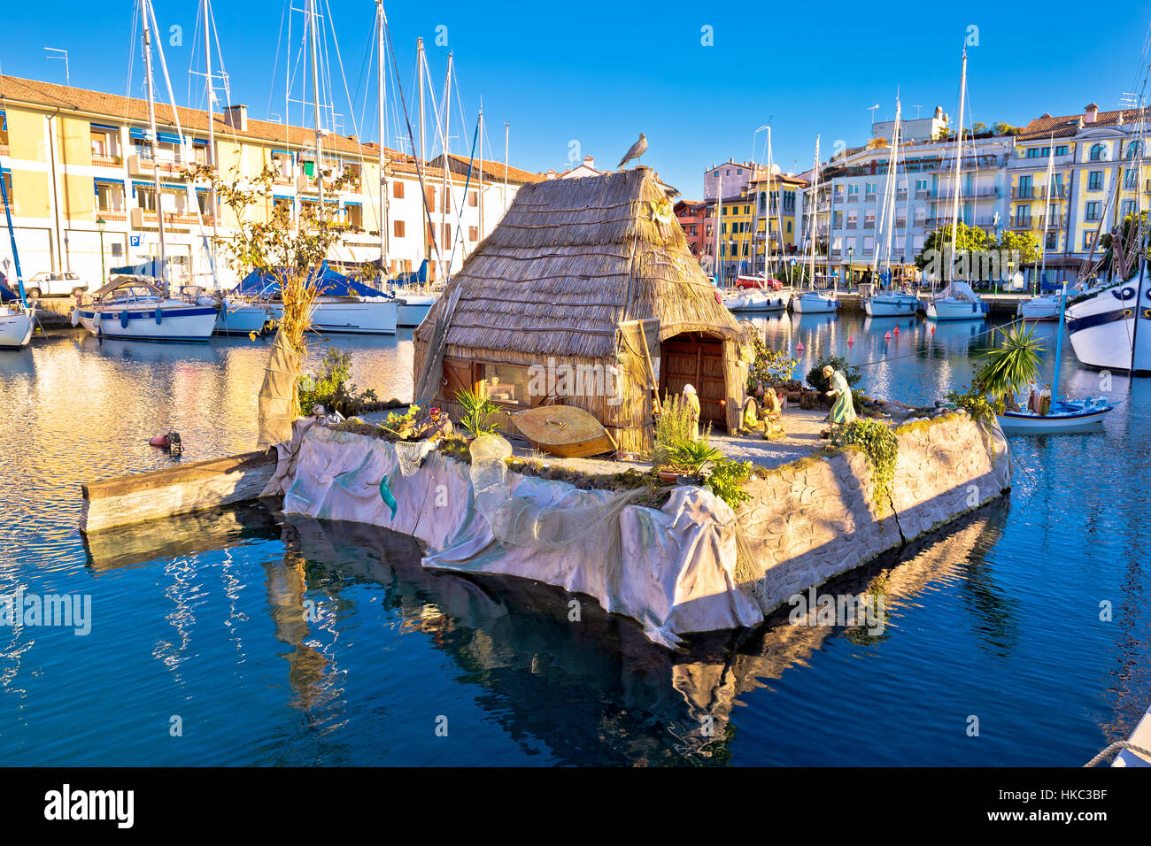 Stadt von Grado Weihnachtsdekoration auf Meer, Region Friaul-Julisch Venetien, Italien Stockfoto