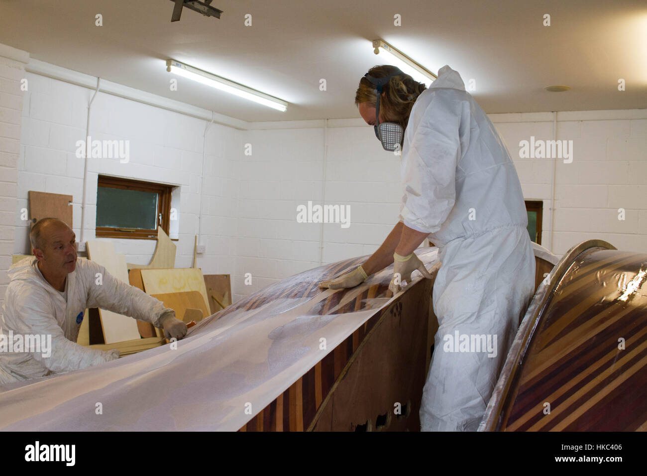 Tischler bauen Holzkonstruktionen in Falmouth, Cornwall. Stockfoto