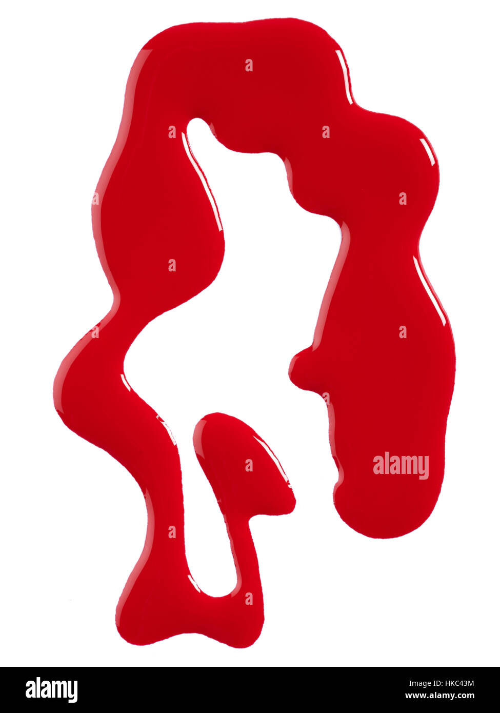 Eine Schönheit Cut-out Bild einer Stichprobe von rotem Nagellack oder Lack. Stockfoto