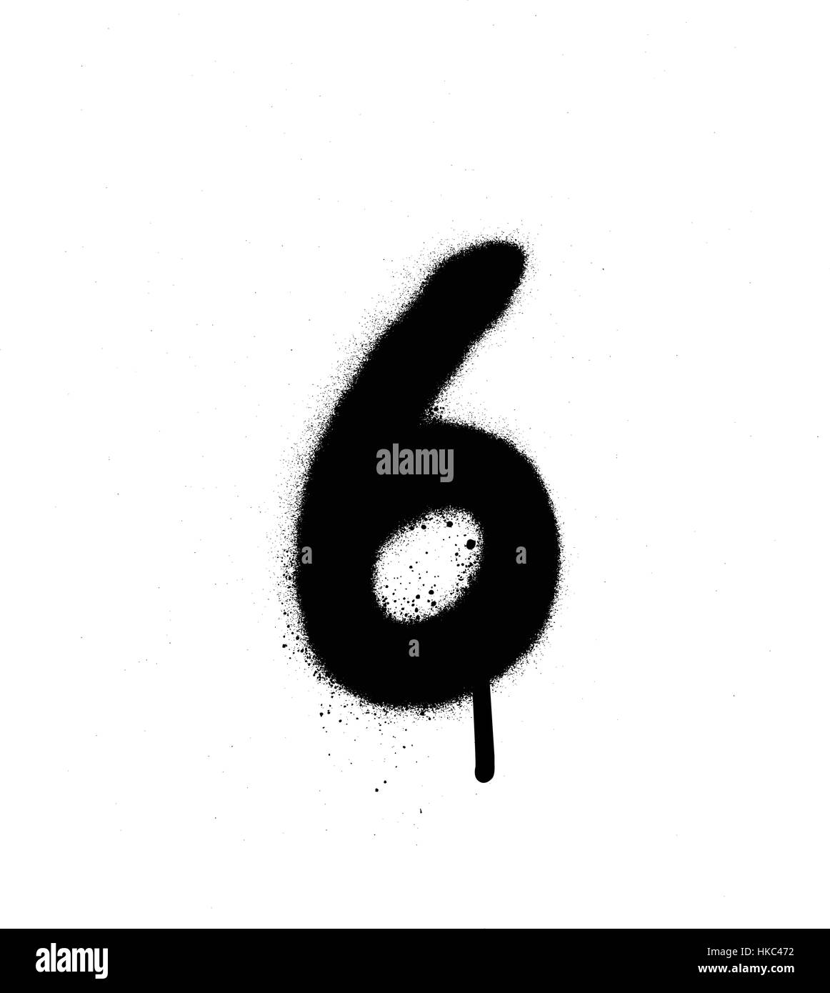 Graffiti gesprüht Nummer 6 sechs in schwarz auf weiß Stock Vektor