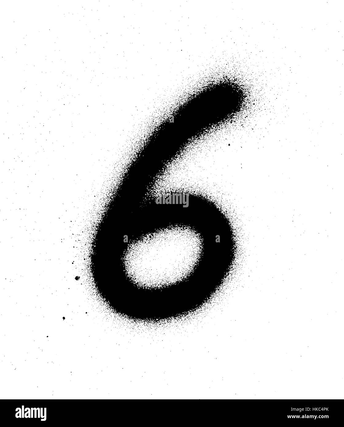 Graffiti gesprüht Nummer 6 sechs in schwarz auf weiß Stock Vektor