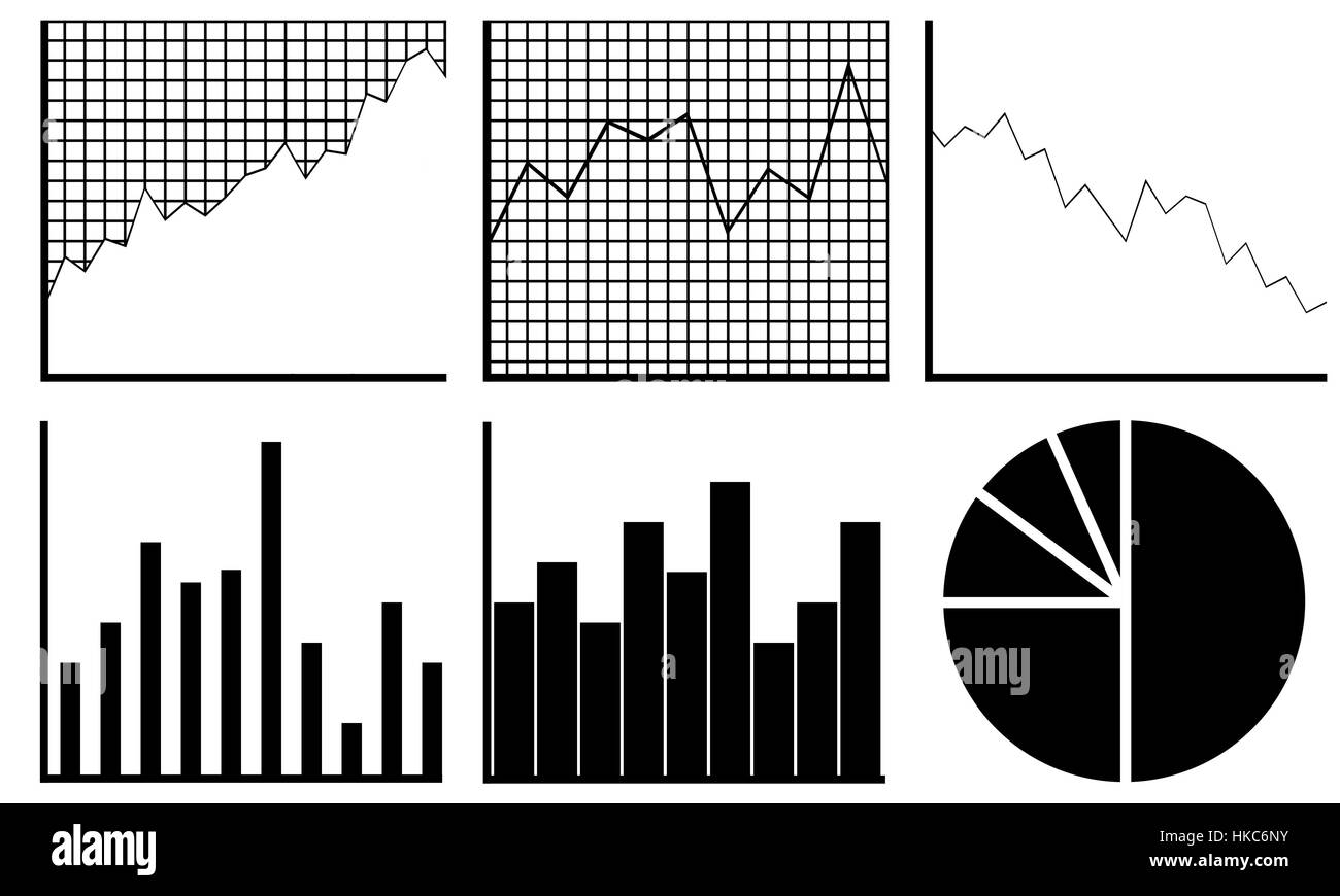 Reihe von verschiedenen Graphen isoliert Stockfoto
