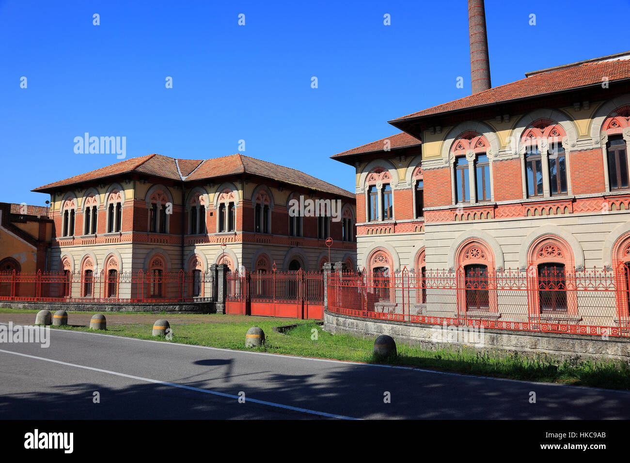 Italien, Arbeiter Dorf Crespi d ' Adda, Teil der ehemaligen Textilfabrik, Industriedenkmal, UNESCO Stockfoto