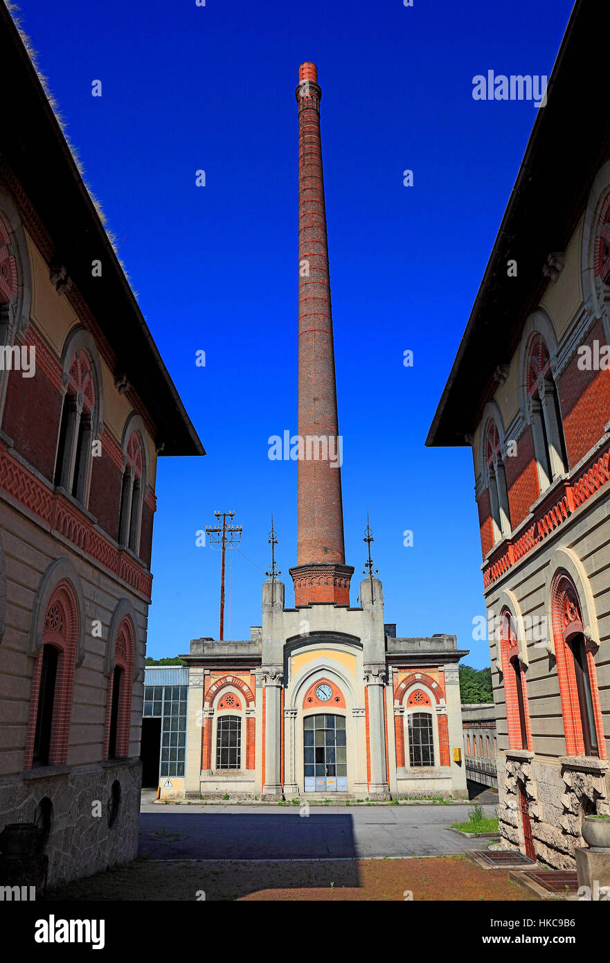Italien, Arbeiter Dorf Crespi d ' Adda, Teil der ehemaligen Textilfabrik, Industriedenkmal, UNESCO Stockfoto