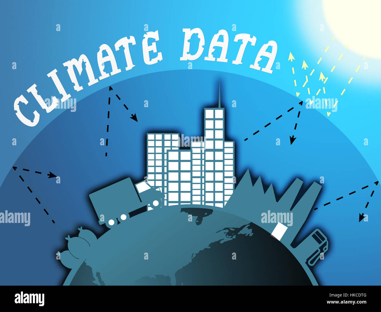 Klimadaten in Stadt zeigt globale Erwärmung 3d Illustration Stockfoto