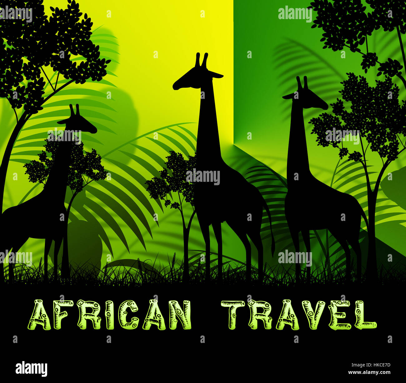 African Travel Giraffen zeigt Wildlife Reserve 3d Illustration Stockfoto