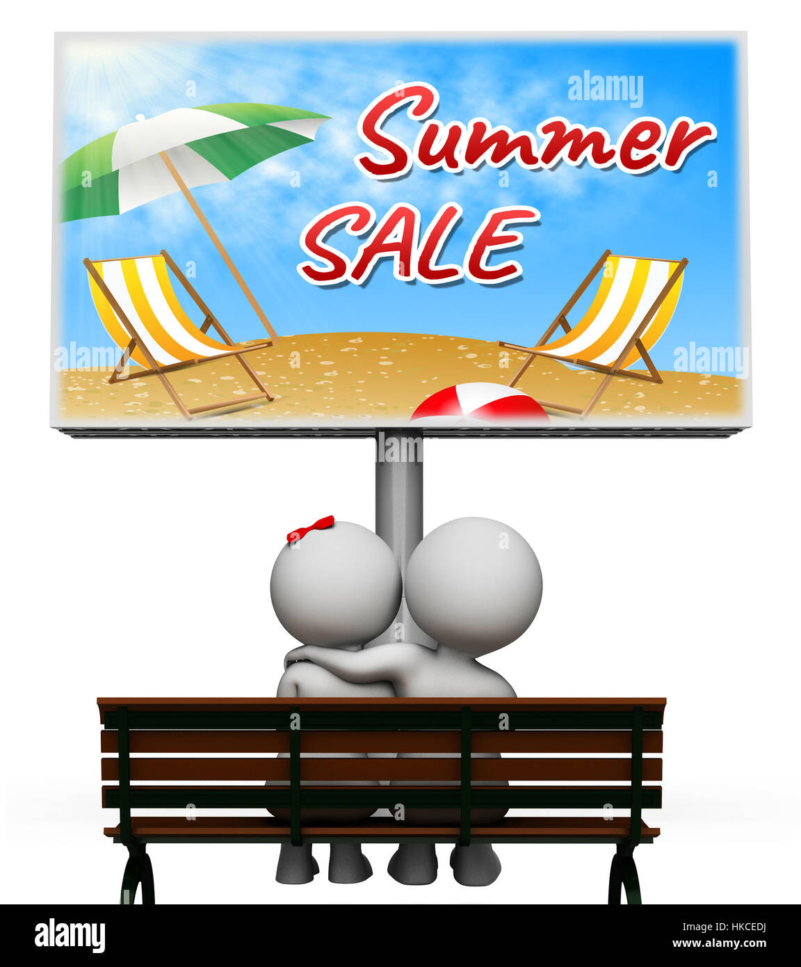 Sommer Verkaufsschild Einzelhandel bietet Meer Rabattaktionen 3d Illustration Stockfoto
