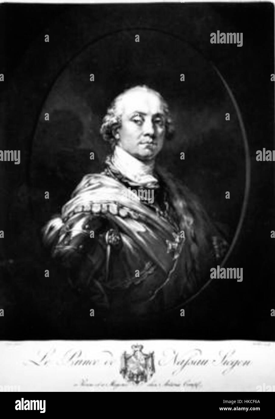 Dieses Porträt von Karl Heinrich Nikolaus Otto, Fürst von Nassau Siegen, ist ein formales Gemälde aus dem 19. Jahrhundert, das das aristokratische Verhalten und den Status der Adelsfigur erfasst. Stockfoto