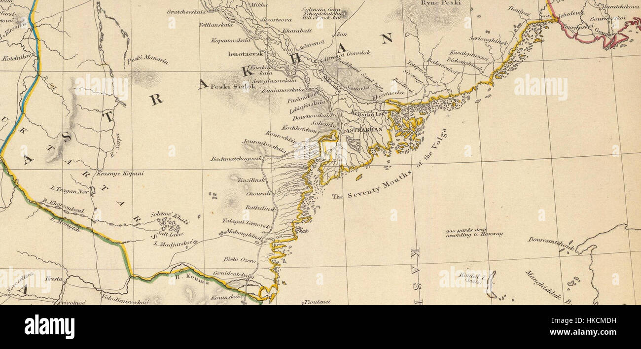 Dieses historische Werk, das von der Gesellschaft für die Verbreitung nützlichen Wissens veröffentlicht wurde, bietet Einblicke in Russlands Rolle in Europa und seine Beziehung zu Georgien im Jahr 1835 und bietet eine detaillierte Analyse der geopolitischen Dynamik dieser Zeit. Stockfoto