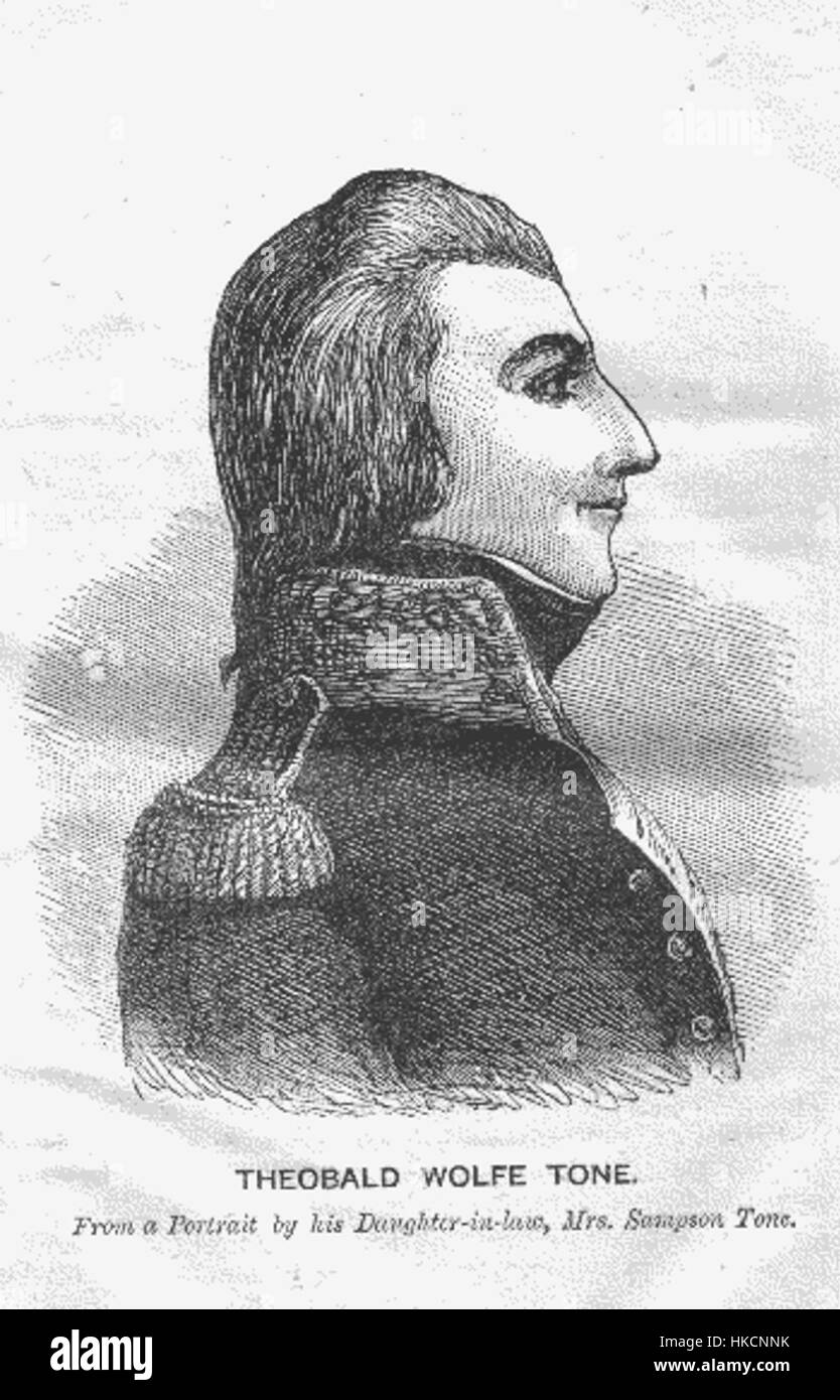 Theobald Wolfe Tone war eine führende Persönlichkeit in der irischen Geschichte, bekannt für seine Rolle in der irischen Rebellion von 1798. Dieses Werk, das auf Project Gutenberg verfügbar ist, beschreibt seine Beiträge zur irischen Unabhängigkeitsbewegung und sein Vermächtnis im irischen Nationalismus. Stockfoto