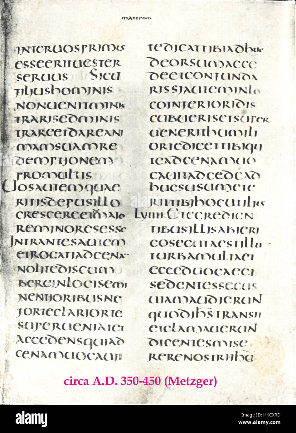 Der Codex Claromontanus ist ein wichtiges Manuskript, das antike biblische Texte enthält. Folio 38r aus diesem Codex ist eine bedeutende Seite, die die Kunst der mittelalterlichen Manuskriptbeleuchtung und die Weitergabe religiöser Kenntnisse zeigt. Stockfoto