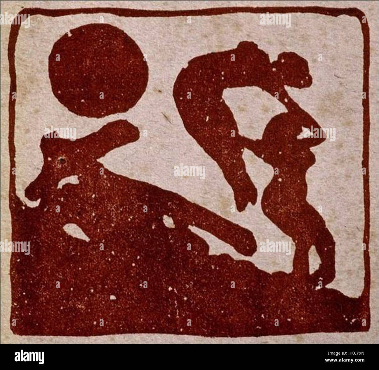 Dieses Cover-Design für eine Sammlung von Gedichten von Paul Verlaine aus dem Jahr 1922 enthält künstlerische Elemente, die Verlaines romantische und symbolische Poesie ergänzen. Das Design fängt das Wesen der emotionalen Tiefe und künstlerischen Vision des Dichters ein. Stockfoto