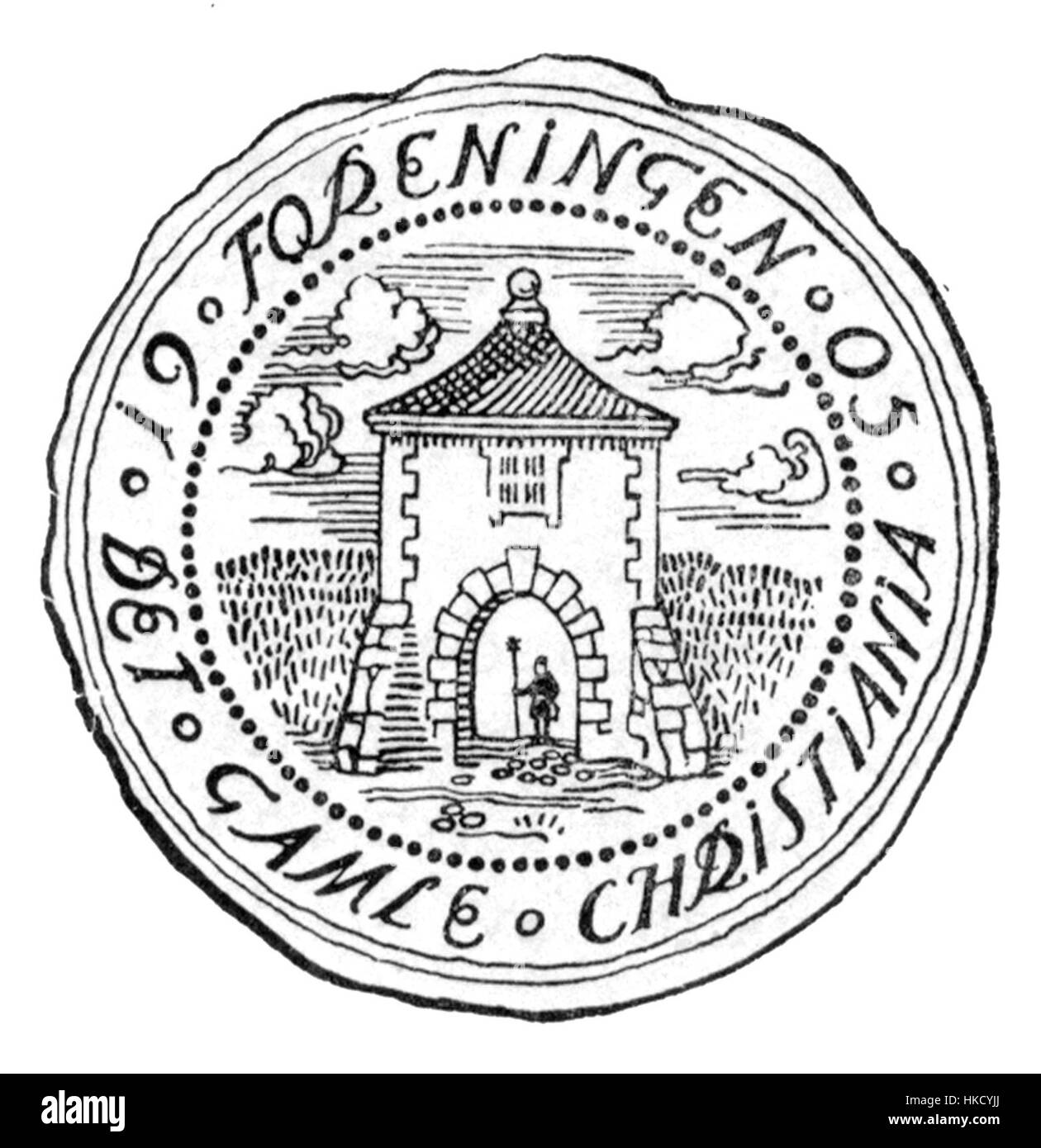 „DET Gamle Christiania“ ist eine historische Darstellung des alten Oslo, Norwegen, die die architektonische und kulturelle Landschaft der Stadt früherer Jahrhunderte erfasst. Das Kunstwerk bietet einen Einblick in die städtebauliche Entwicklung und den historischen Kontext der norwegischen Hauptstadt im 19. Jahrhundert. Stockfoto