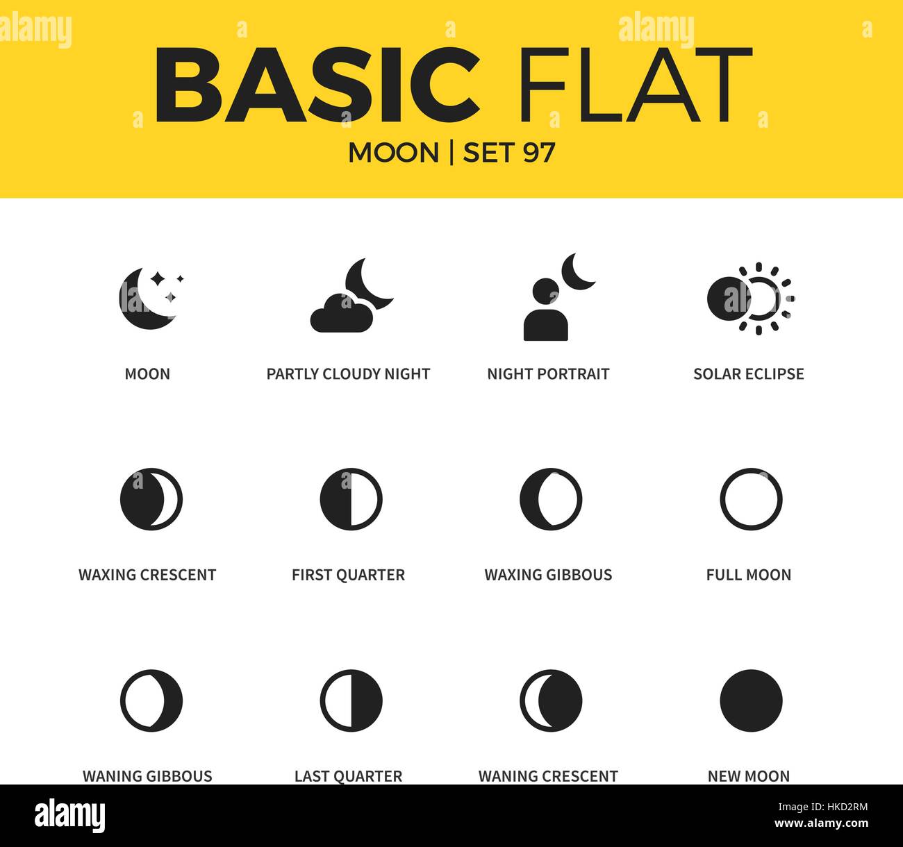 Basis-Set von Mond-icons Stock Vektor