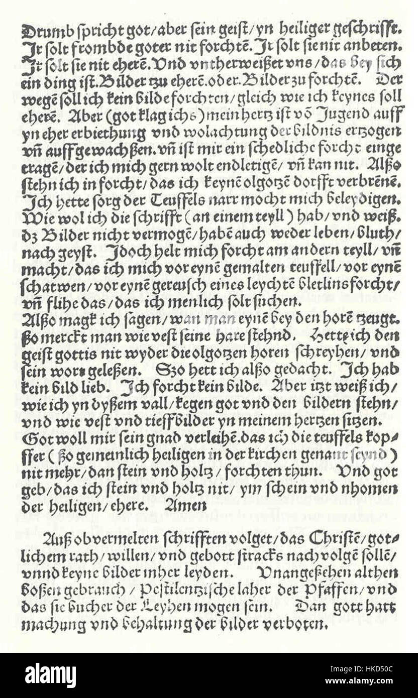 Karlstadts „von abtuhung der Bylder 23“ beschäftigt sich mit Themen des religiösen Ikonoklasmas und der protestantischen Reformation. Das Werk kritisiert durch detaillierte Stiche die Verwendung von Bildern in der Anbetung. Es ist ein Beispiel für frühprotestantisches Denken in der Kunst, das philosophische und theologische Konzepte verbindet. Stockfoto