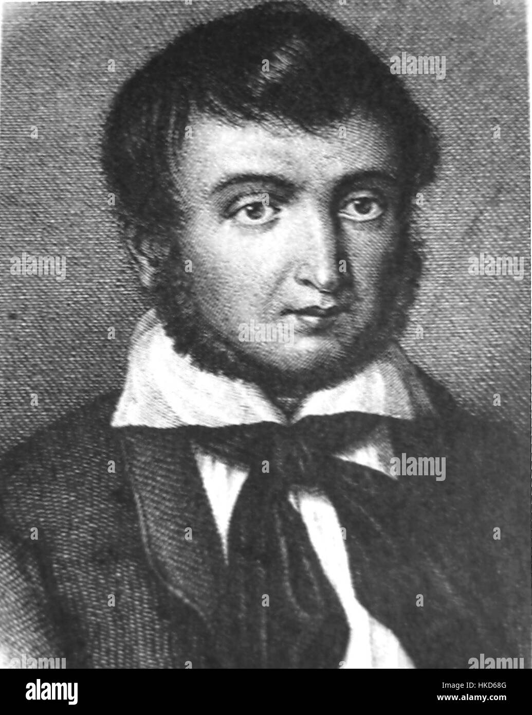 Maurycy Mochnacki war eine polnische Schriftstellerin und politische Aktivistin. Dieses Porträt fängt seine intellektuelle Präsenz und seine Beiträge zur polnischen Kultur ein. Mochnacki spielte eine bedeutende Rolle in der romantischen Bewegung in Polen, und das Gemälde spiegelt seine literarische und politische Bedeutung wider. Stockfoto