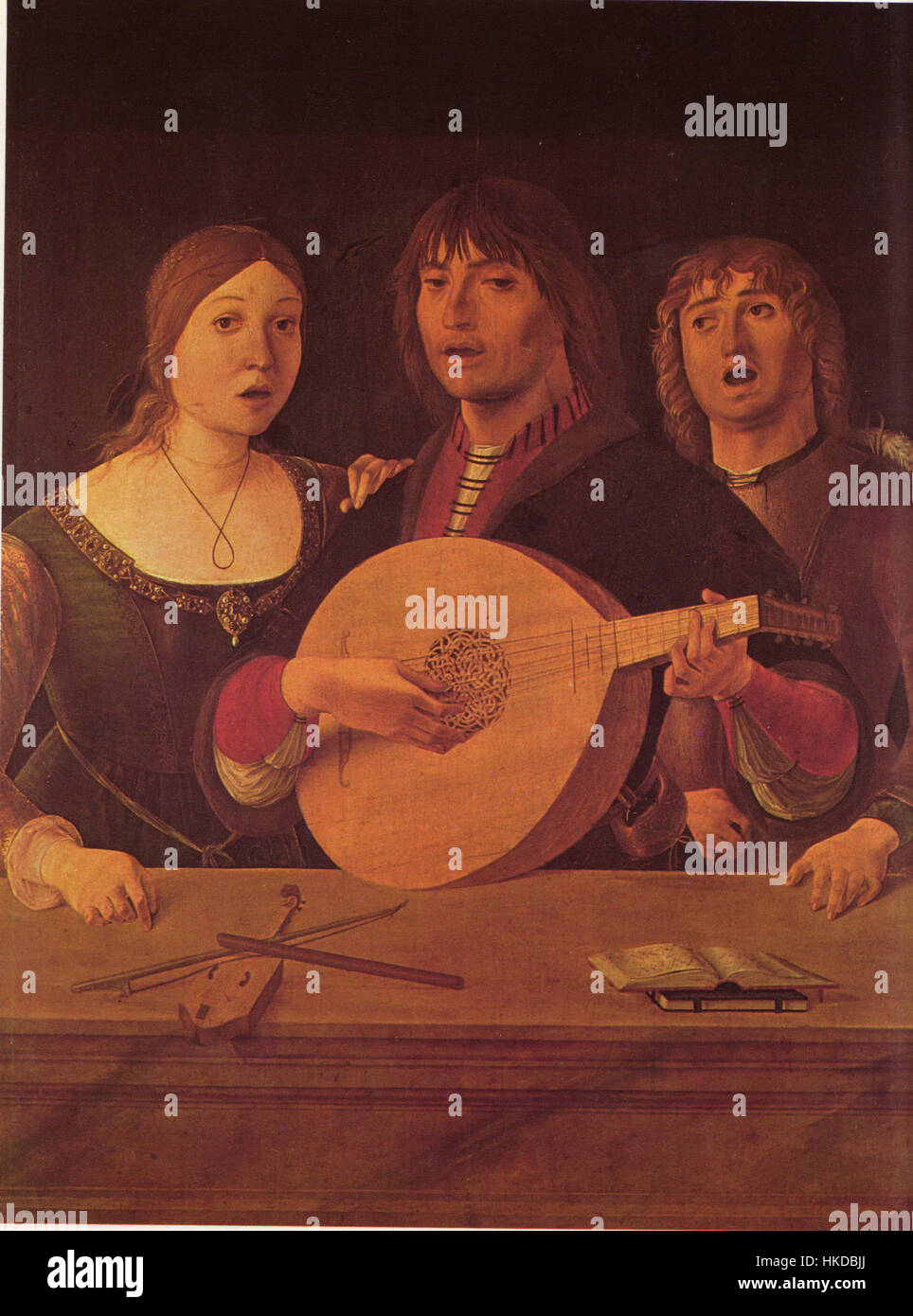 „The Concert“ von Francesco Costa ist ein Gemälde aus dem 18. Jahrhundert, das Musiker in klassischer Konzertatmosphäre darstellt. Das Stück unterstreicht die Eleganz der Musikaufführungen des 18. Jahrhunderts und die kulturelle Bedeutung musikalischer Zusammenkünfte während dieser Zeit. Stockfoto