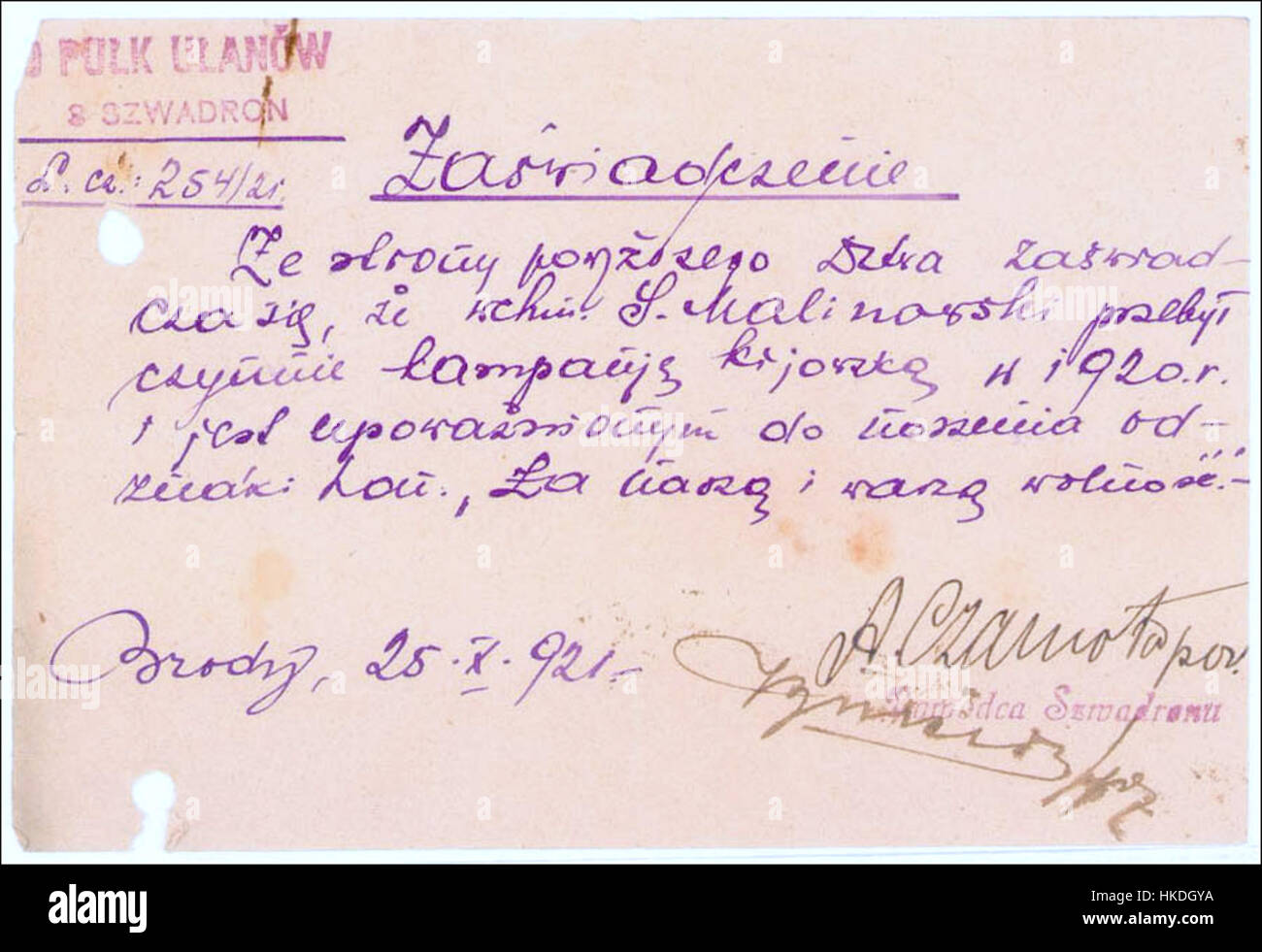Dieses historische Gemälde von Seweryn Malinowski zeigt einen Moment aus dem Polnisch-sowjetischen Krieg von 1920. Das Kunstwerk spiegelt die turbulente Zeit der polnischen Geschichte wider und zeigt die Tapferkeit und das Opfer der Soldaten während des Krieges. Stockfoto