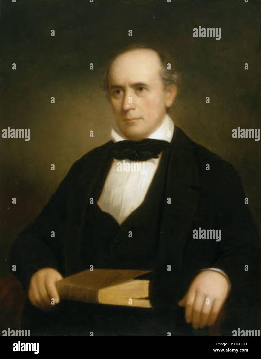 Elisha Mitchell war ein bekannter amerikanischer Geologe und Erzieher. Dieses Porträt fängt ihn als herausragende Persönlichkeit in der wissenschaftlichen Gemeinschaft ein, bekannt für seine Entdeckung des Mount Mitchell in North Carolina, dem höchsten Gipfel im Osten der Vereinigten Staaten. Stockfoto