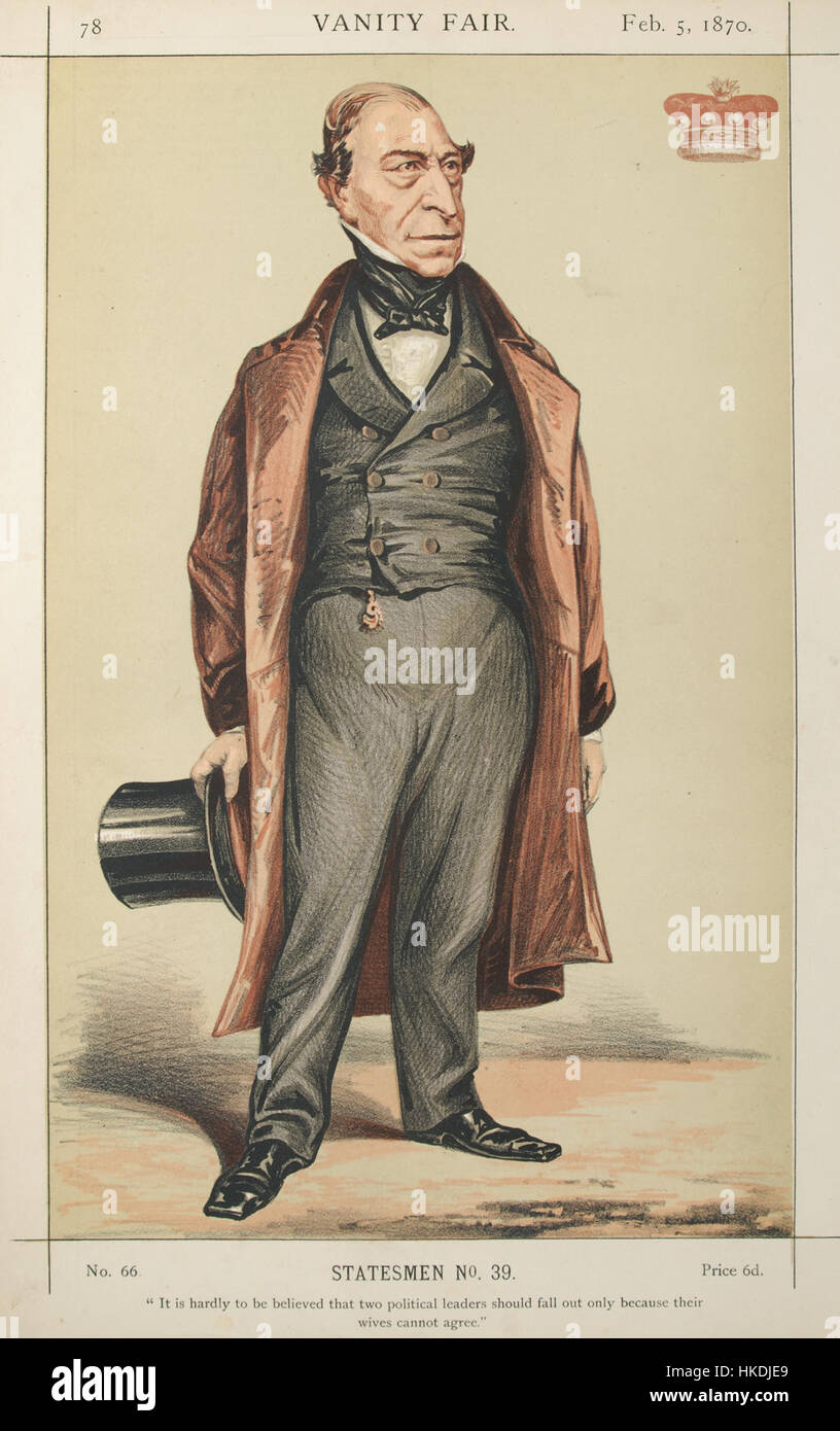 Eine Karikatur von Frederic Thesiger, veröffentlicht in Vanity Fair am 5. Februar 1870. Das Kunstwerk präsentiert ein satirisches Porträt Thesiger, das seine öffentliche Persönlichkeit und charakteristische Merkmale einfängt. Stockfoto